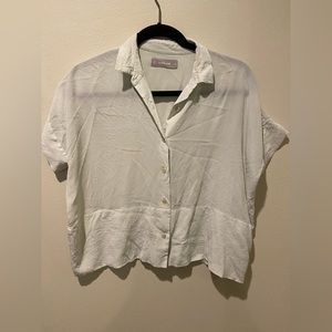 Everlane The Clean Silk Short-Sleeve Square Shirt in Light Green